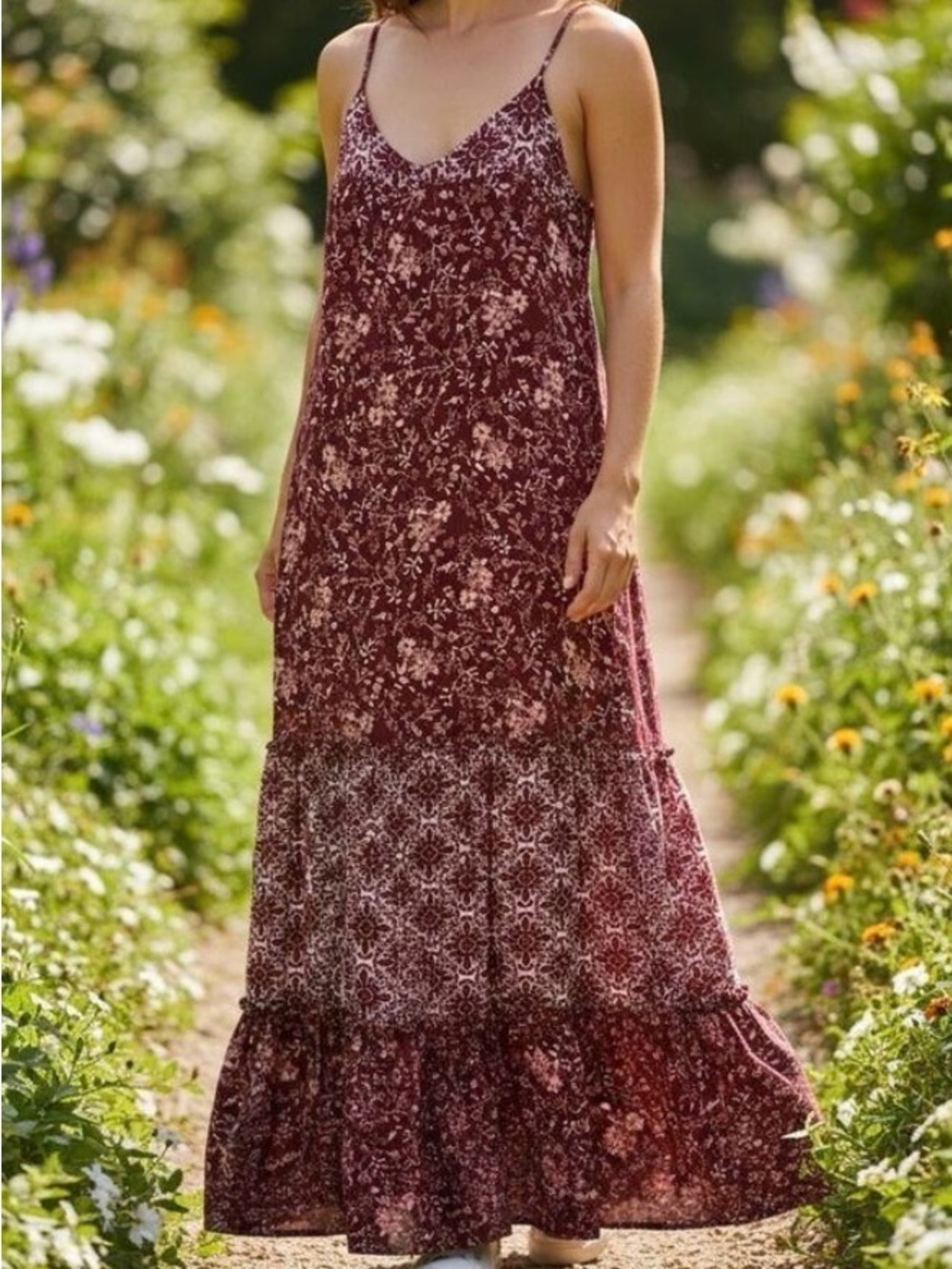 Knox Rose Burgundy Floral Maxi Dress